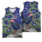 Personalized New Zealand Pukeko Christmas Basketball Jersey Meri Kirihimete Taniko Ponga Koru Blue - Aussie Hoodie