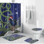 Personalized New Zealand Pukeko Christmas Bathroom Set Meri Kirihimete Taniko Ponga Koru Blue - Aussie Hoodie