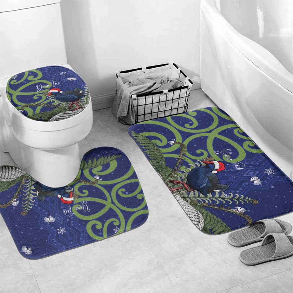 Personalized New Zealand Pukeko Christmas Bathroom Set Meri Kirihimete Taniko Ponga Koru Blue - Aussie Hoodie