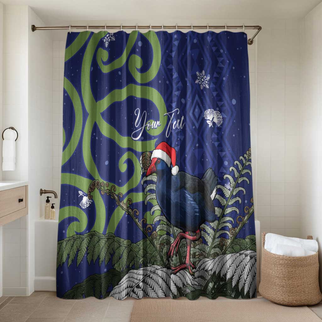 Personalized New Zealand Pukeko Christmas Bathroom Set Meri Kirihimete Taniko Ponga Koru Blue - Aussie Hoodie