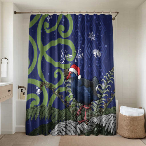 Personalized New Zealand Pukeko Christmas Bathroom Set Meri Kirihimete Taniko Ponga Koru Blue - Aussie Hoodie