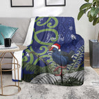 Personalized New Zealand Pukeko Christmas Blanket Meri Kirihimete Taniko Ponga Koru Blue - Aussie Hoodie