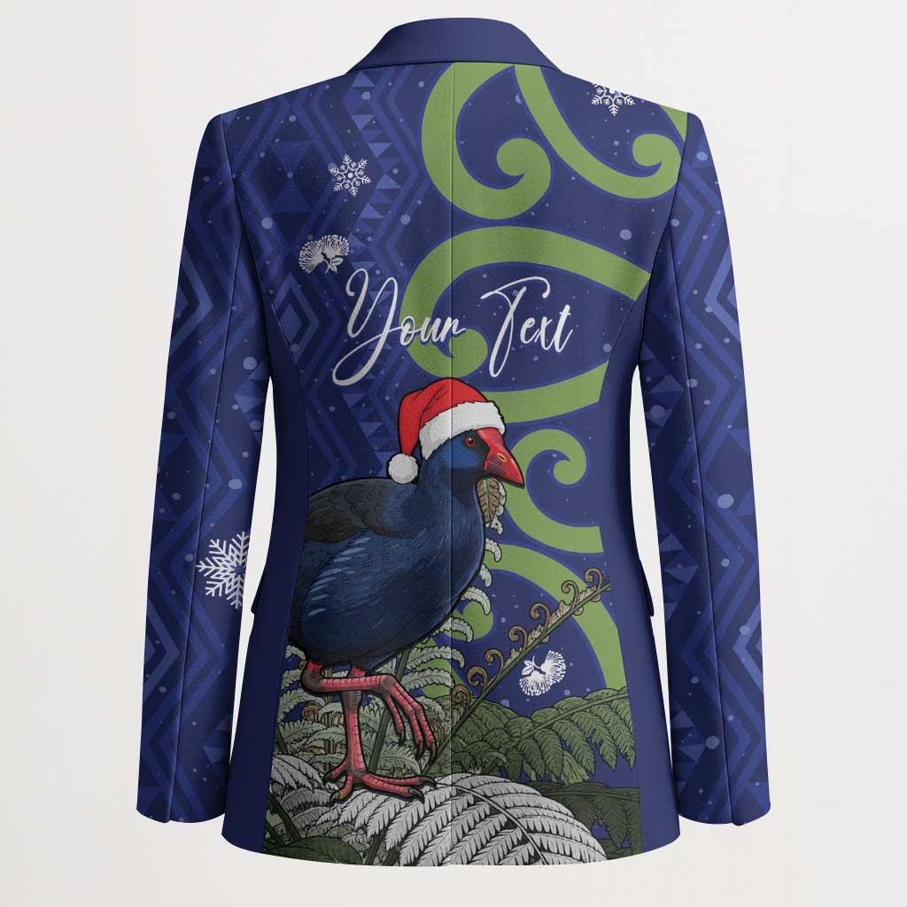 Personalized New Zealand Pukeko Christmas Blazer Meri Kirihimete Taniko Ponga Koru Blue - Aussie Hoodie