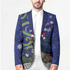 Personalized New Zealand Pukeko Christmas Blazer Meri Kirihimete Taniko Ponga Koru Blue - Aussie Hoodie