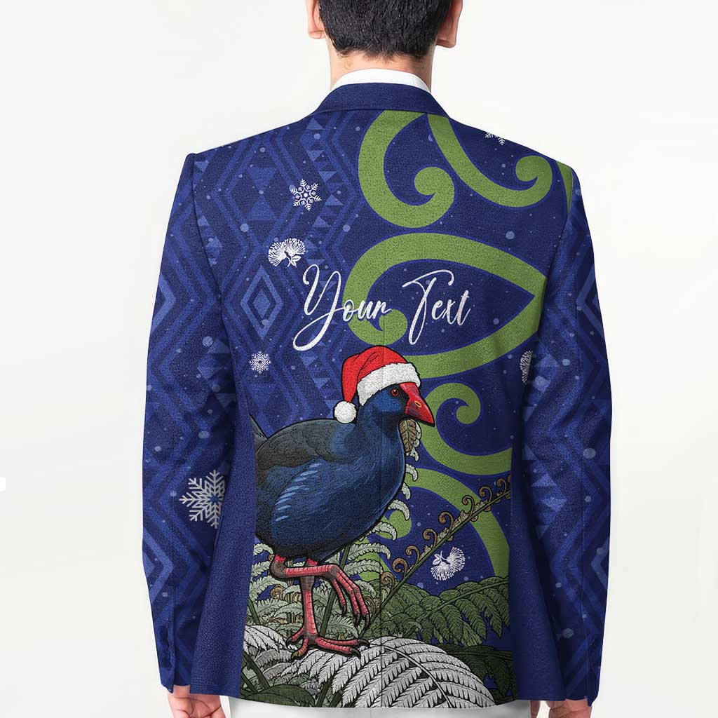 Personalized New Zealand Pukeko Christmas Blazer Meri Kirihimete Taniko Ponga Koru Blue - Aussie Hoodie