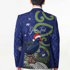 Personalized New Zealand Pukeko Christmas Blazer Meri Kirihimete Taniko Ponga Koru Blue - Aussie Hoodie