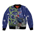 Personalized New Zealand Pukeko Christmas Bomber Jacket Meri Kirihimete Taniko Ponga Koru Blue - Aussie Hoodie