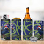 Personalized New Zealand Pukeko Christmas 4 in 1 Can Cooler Tumbler Meri Kirihimete Taniko Ponga Koru Blue - Aussie Hoodie