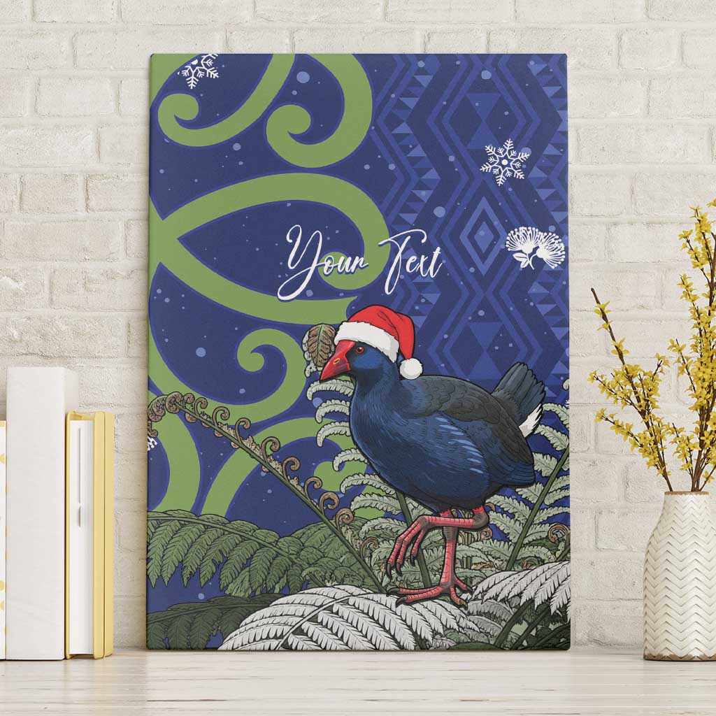 Personalized New Zealand Pukeko Christmas Canvas Wall Art Meri Kirihimete Taniko Ponga Koru Blue - Aussie Hoodie