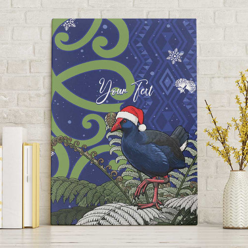 Personalized New Zealand Pukeko Christmas Canvas Wall Art Meri Kirihimete Taniko Ponga Koru Blue - Aussie Hoodie