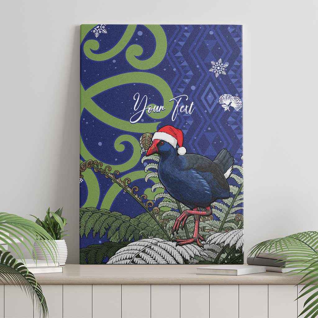 Personalized New Zealand Pukeko Christmas Canvas Wall Art Meri Kirihimete Taniko Ponga Koru Blue - Aussie Hoodie