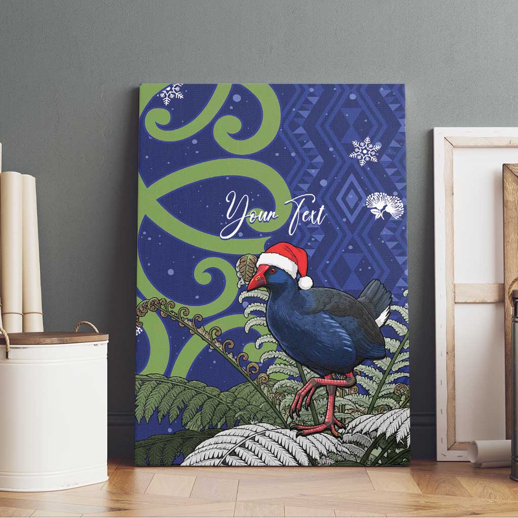 Personalized New Zealand Pukeko Christmas Canvas Wall Art Meri Kirihimete Taniko Ponga Koru Blue - Aussie Hoodie