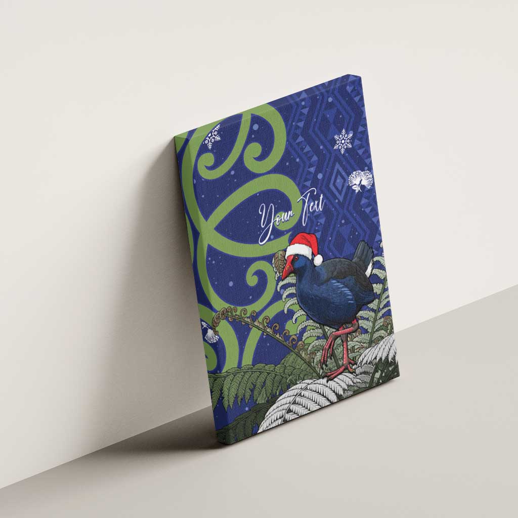 Personalized New Zealand Pukeko Christmas Canvas Wall Art Meri Kirihimete Taniko Ponga Koru Blue - Aussie Hoodie