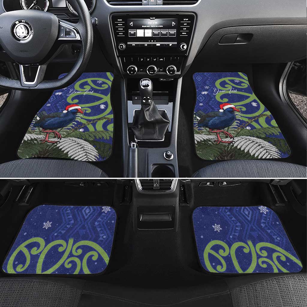 Personalized New Zealand Pukeko Christmas Car Mats Meri Kirihimete Taniko Ponga Koru Blue - Aussie Hoodie