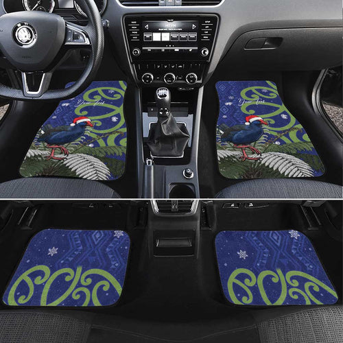 Personalized New Zealand Pukeko Christmas Car Mats Meri Kirihimete Taniko Ponga Koru Blue - Aussie Hoodie