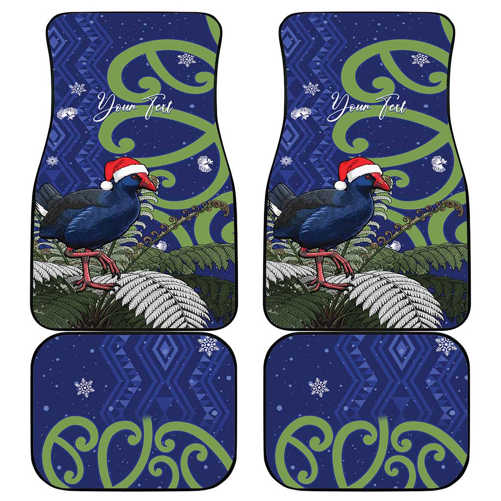 Personalized New Zealand Pukeko Christmas Car Mats Meri Kirihimete Taniko Ponga Koru Blue - Aussie Hoodie