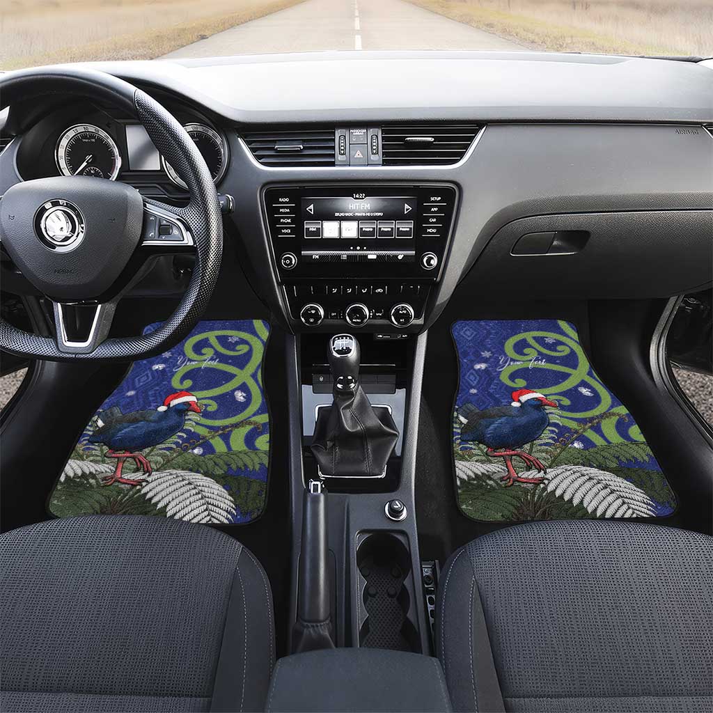 Personalized New Zealand Pukeko Christmas Car Mats Meri Kirihimete Taniko Ponga Koru Blue - Aussie Hoodie