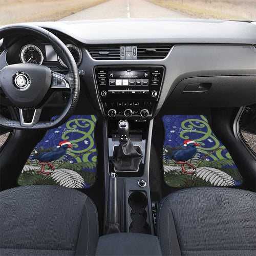 Personalized New Zealand Pukeko Christmas Car Mats Meri Kirihimete Taniko Ponga Koru Blue - Aussie Hoodie