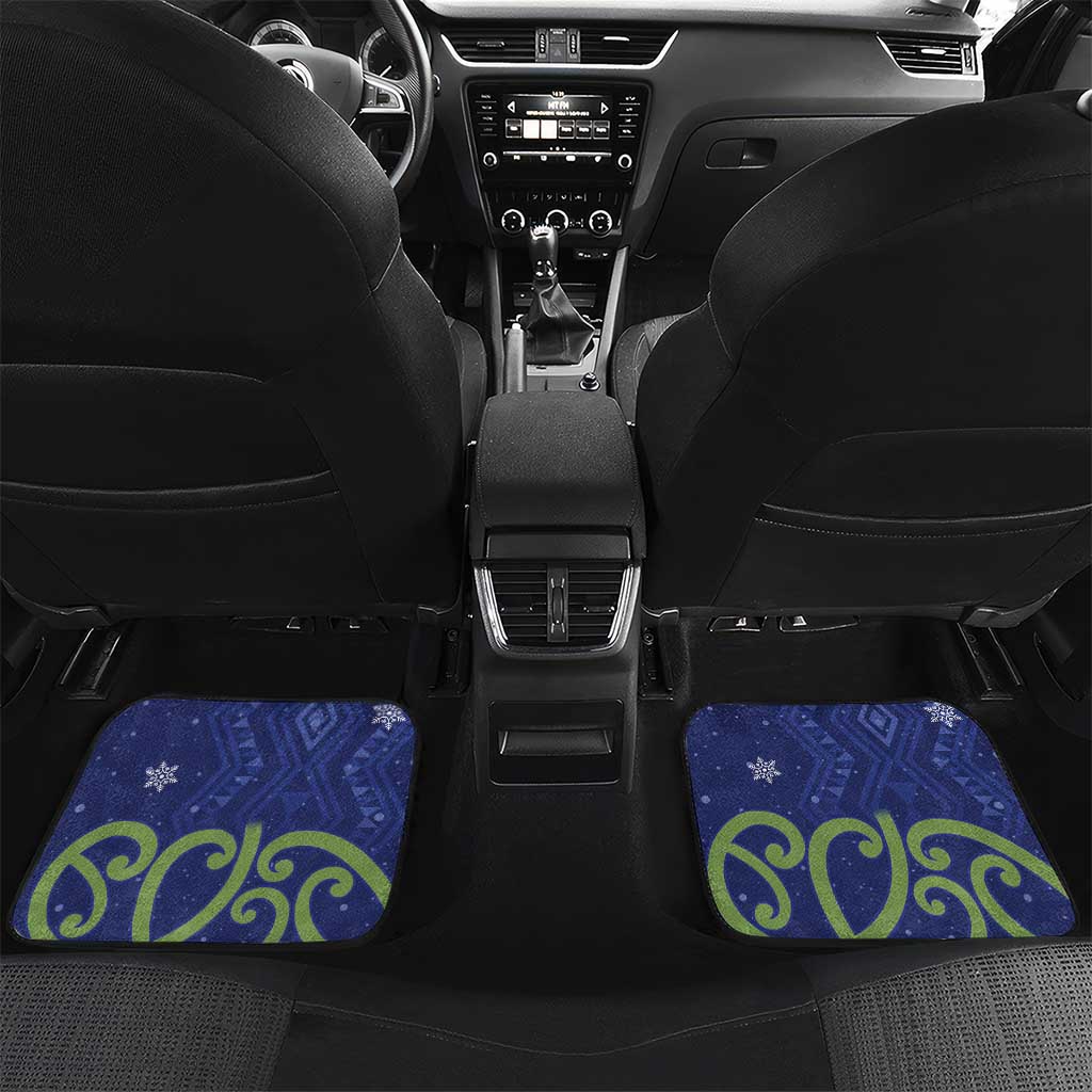Personalized New Zealand Pukeko Christmas Car Mats Meri Kirihimete Taniko Ponga Koru Blue - Aussie Hoodie