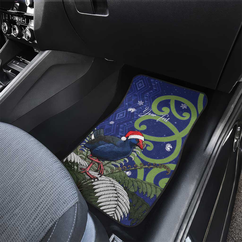 Personalized New Zealand Pukeko Christmas Car Mats Meri Kirihimete Taniko Ponga Koru Blue - Aussie Hoodie