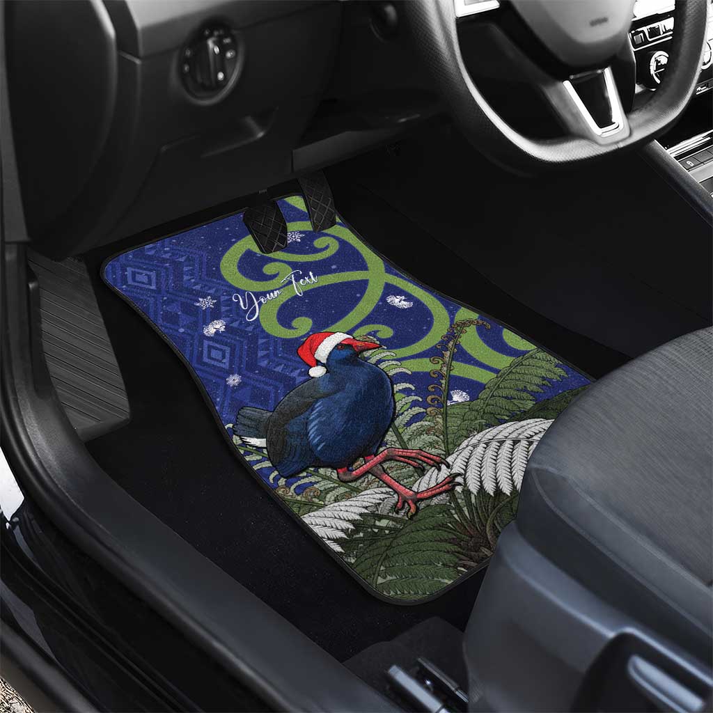 Personalized New Zealand Pukeko Christmas Car Mats Meri Kirihimete Taniko Ponga Koru Blue - Aussie Hoodie
