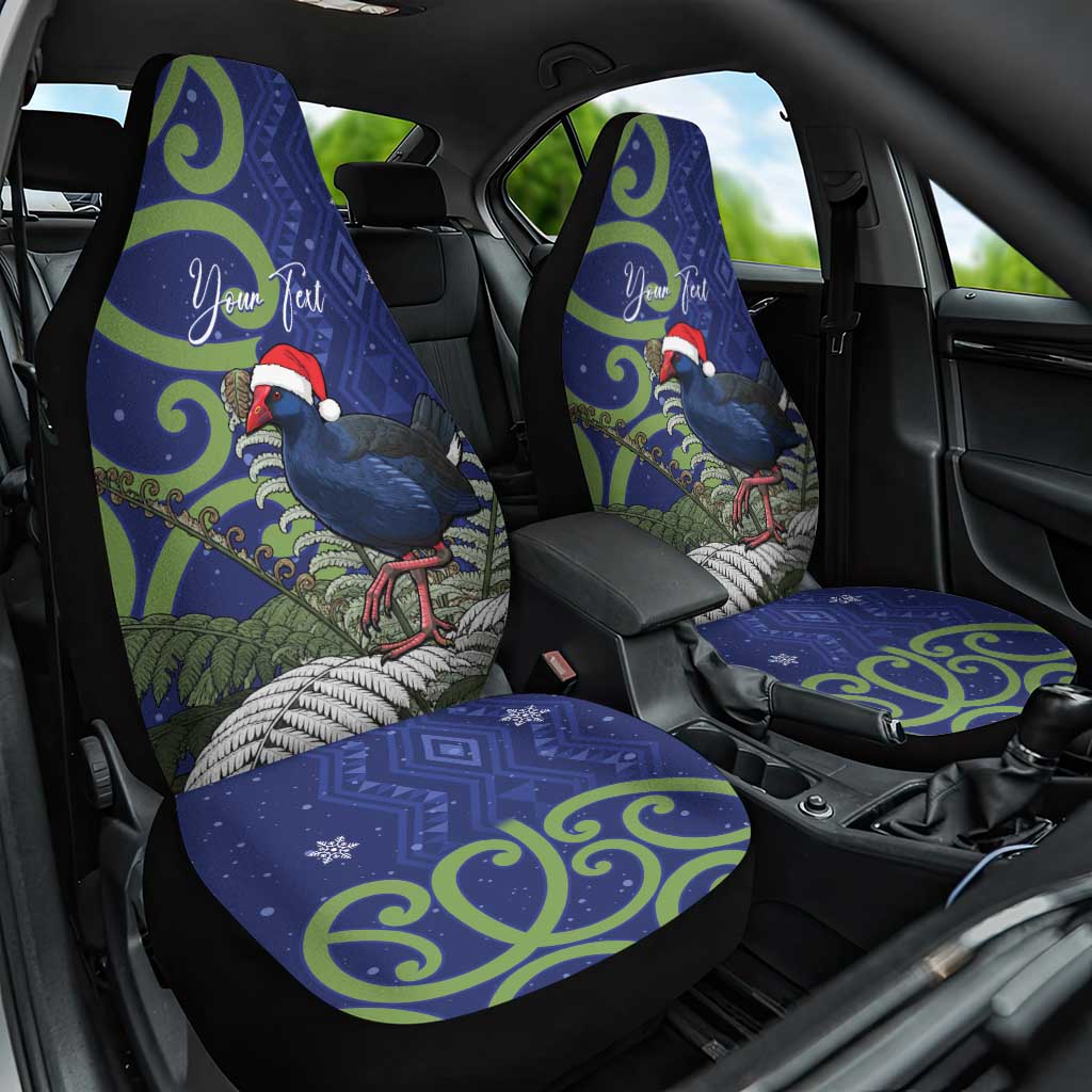 Personalized New Zealand Pukeko Christmas Car Seat Cover Meri Kirihimete Taniko Ponga Koru Blue - Aussie Hoodie