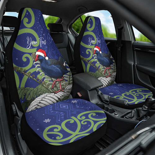 Personalized New Zealand Pukeko Christmas Car Seat Cover Meri Kirihimete Taniko Ponga Koru Blue - Aussie Hoodie