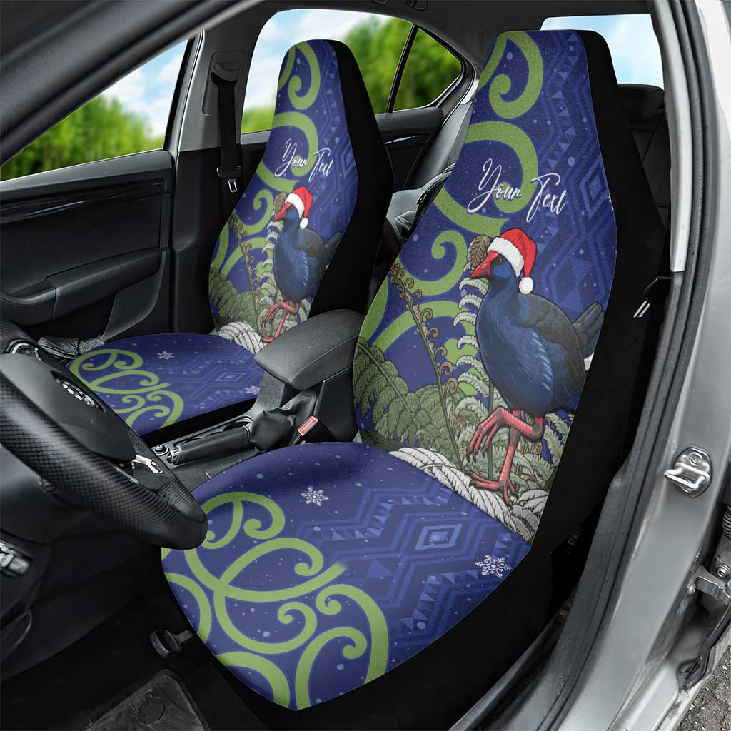 Personalized New Zealand Pukeko Christmas Car Seat Cover Meri Kirihimete Taniko Ponga Koru Blue - Aussie Hoodie
