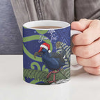 Personalized New Zealand Pukeko Christmas Ceramic Mug Meri Kirihimete Taniko Ponga Koru Blue - Aussie Hoodie