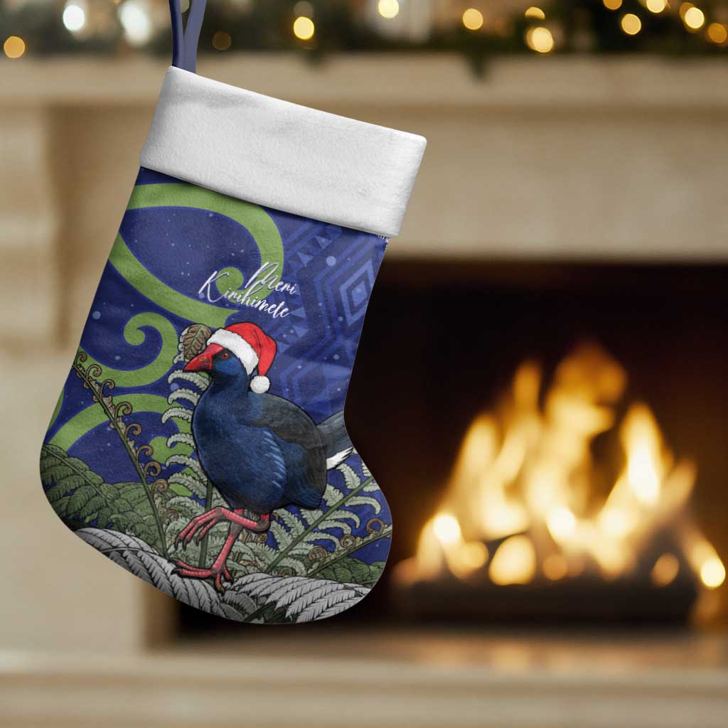 Personalized New Zealand Pukeko Christmas Stocking Meri Kirihimete Taniko Ponga Koru Blue - Aussie Hoodie