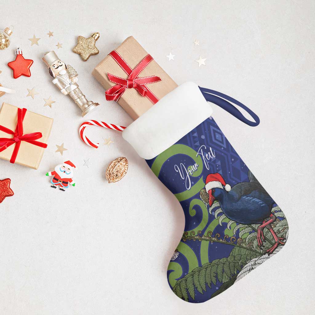 Personalized New Zealand Pukeko Christmas Stocking Meri Kirihimete Taniko Ponga Koru Blue - Aussie Hoodie