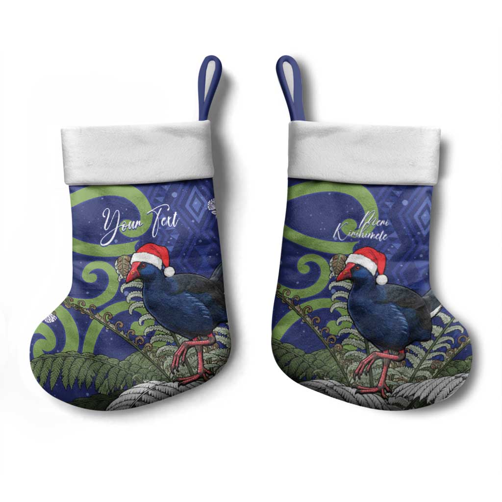 Personalized New Zealand Pukeko Christmas Stocking Meri Kirihimete Taniko Ponga Koru Blue - Aussie Hoodie