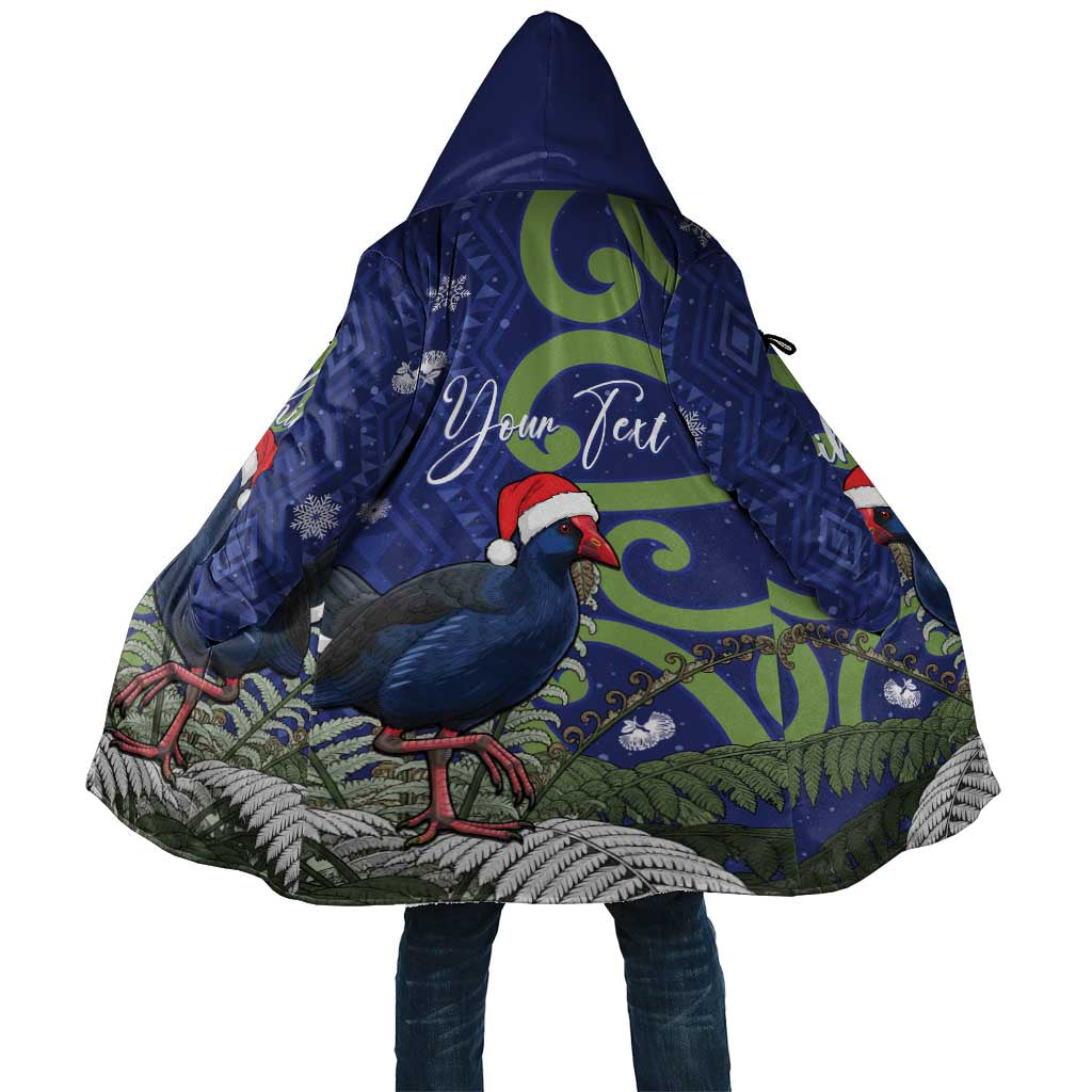 Personalized New Zealand Pukeko Christmas Cloak Meri Kirihimete Taniko Ponga Koru Blue - Aussie Hoodie