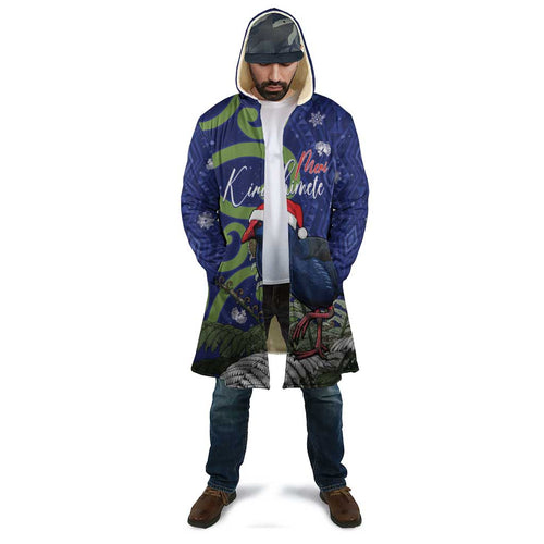 Personalized New Zealand Pukeko Christmas Cloak Meri Kirihimete Taniko Ponga Koru Blue - Aussie Hoodie