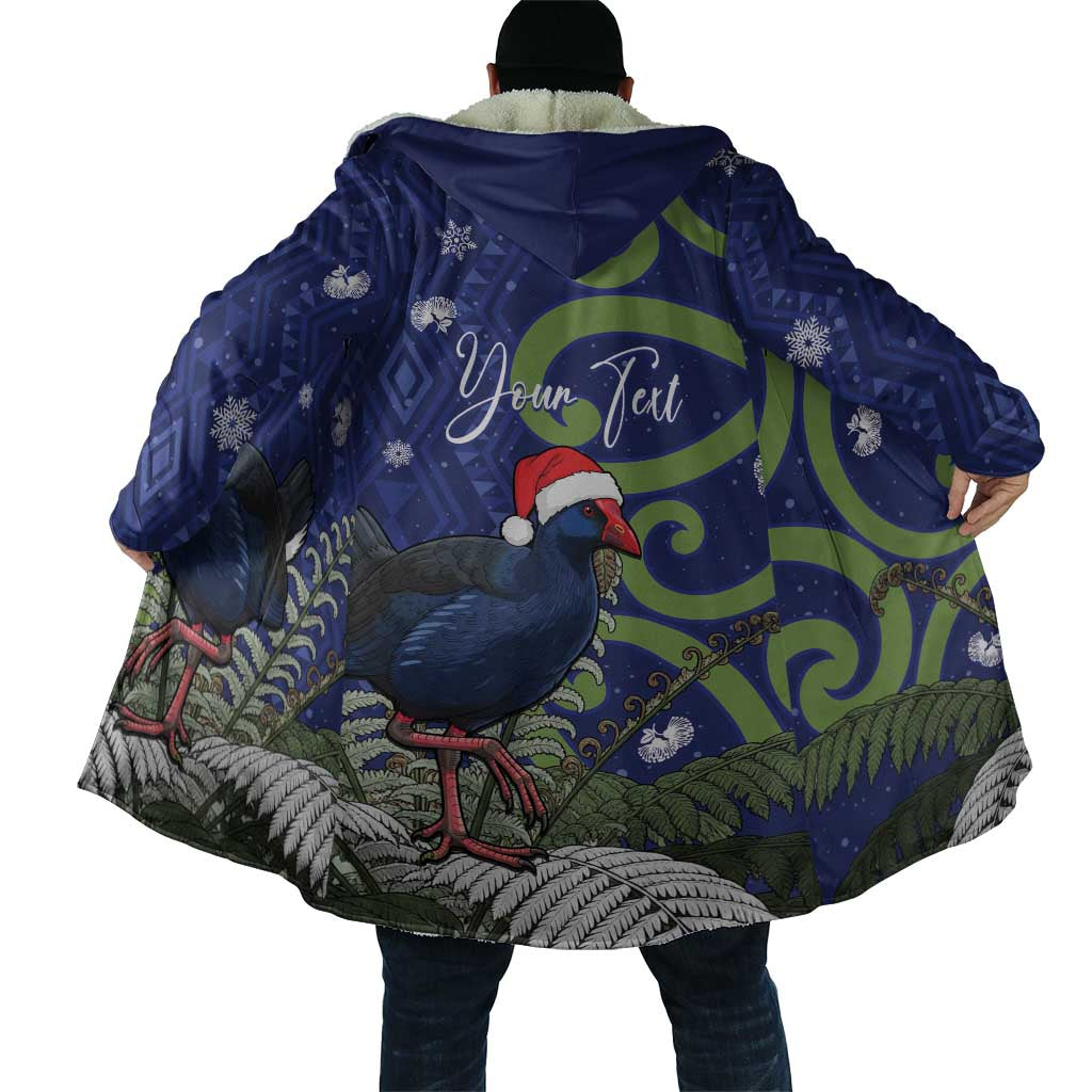Personalized New Zealand Pukeko Christmas Cloak Meri Kirihimete Taniko Ponga Koru Blue - Aussie Hoodie
