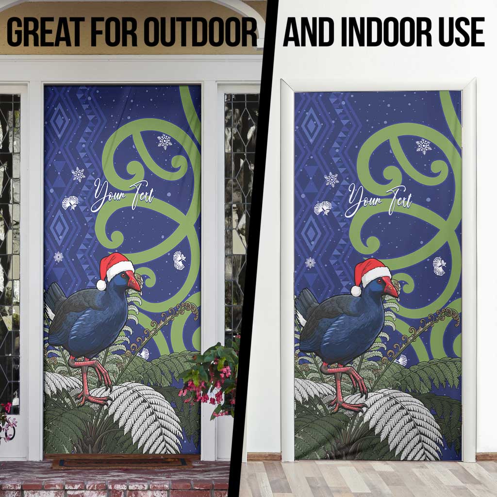 Personalized New Zealand Pukeko Christmas Door Cover Meri Kirihimete Taniko Ponga Koru Blue - Aussie Hoodie