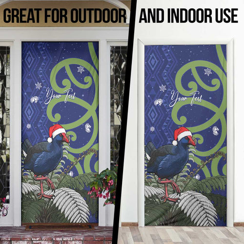 Personalized New Zealand Pukeko Christmas Door Cover Meri Kirihimete Taniko Ponga Koru Blue - Aussie Hoodie