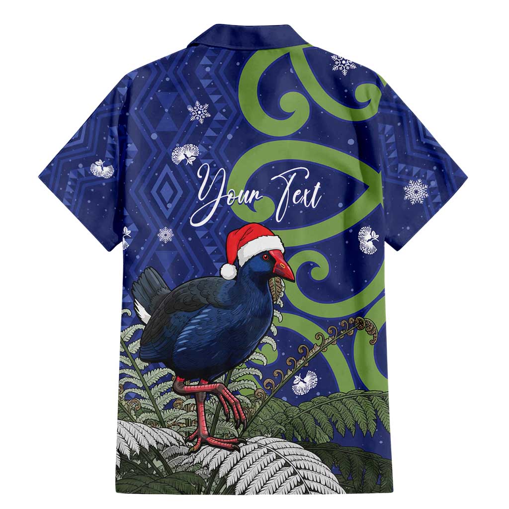 Personalized New Zealand Pukeko Christmas Family Matching Mermaid Dress and Hawaiian Shirt Meri Kirihimete Taniko Ponga Koru Blue - Aussie Hoodie