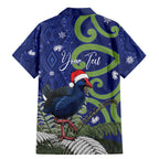 Personalized New Zealand Pukeko Christmas Family Matching Mermaid Dress and Hawaiian Shirt Meri Kirihimete Taniko Ponga Koru Blue - Aussie Hoodie