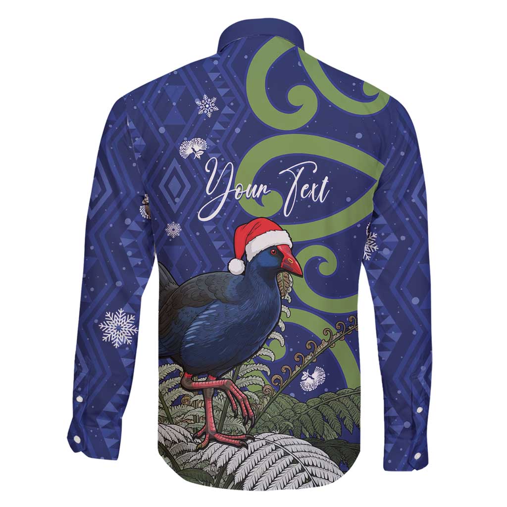 Personalized New Zealand Pukeko Christmas Family Matching Mermaid Dress and Hawaiian Shirt Meri Kirihimete Taniko Ponga Koru Blue - Aussie Hoodie