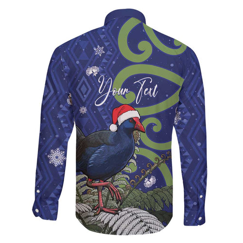 Personalized New Zealand Pukeko Christmas Family Matching Mermaid Dress and Hawaiian Shirt Meri Kirihimete Taniko Ponga Koru Blue - Aussie Hoodie
