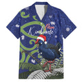 Personalized New Zealand Pukeko Christmas Family Matching Off Shoulder Maxi Dress and Hawaiian Shirt Meri Kirihimete Taniko Ponga Koru Blue - Aussie Hoodie
