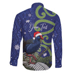 Personalized New Zealand Pukeko Christmas Family Matching Tank Maxi Dress and Hawaiian Shirt Meri Kirihimete Taniko Ponga Koru Blue - Aussie Hoodie