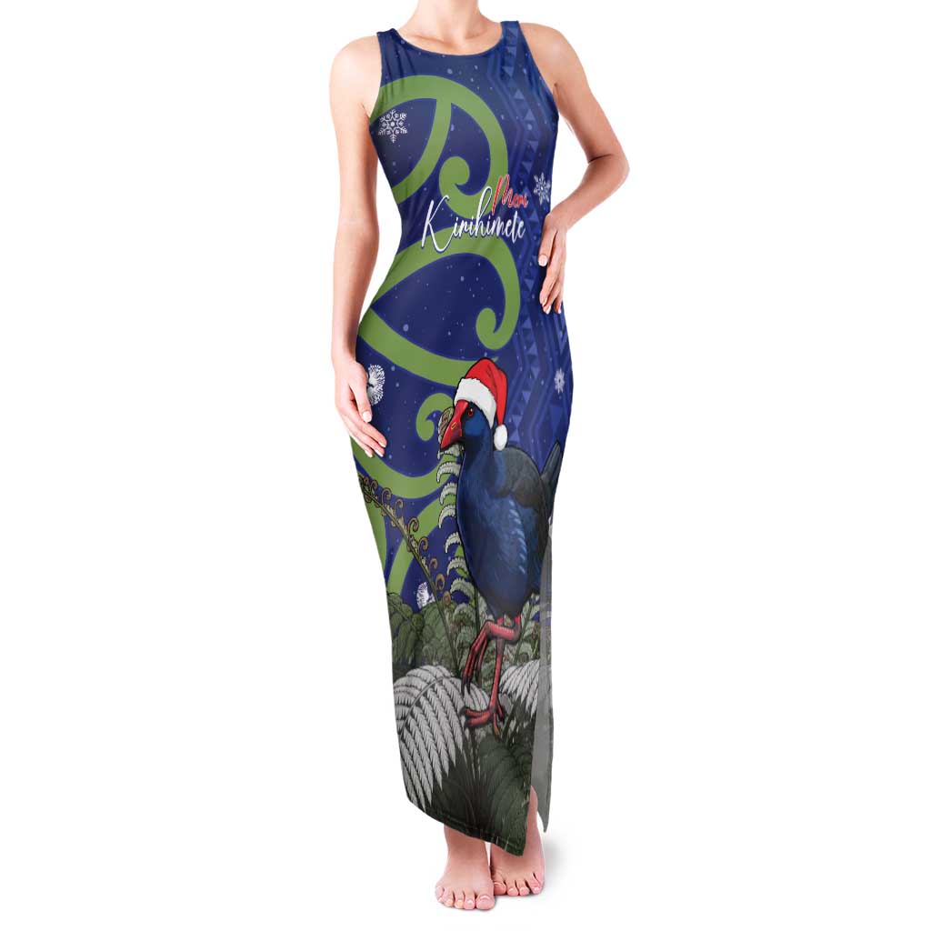 Personalized New Zealand Pukeko Christmas Family Matching Tank Maxi Dress and Hawaiian Shirt Meri Kirihimete Taniko Ponga Koru Blue - Aussie Hoodie
