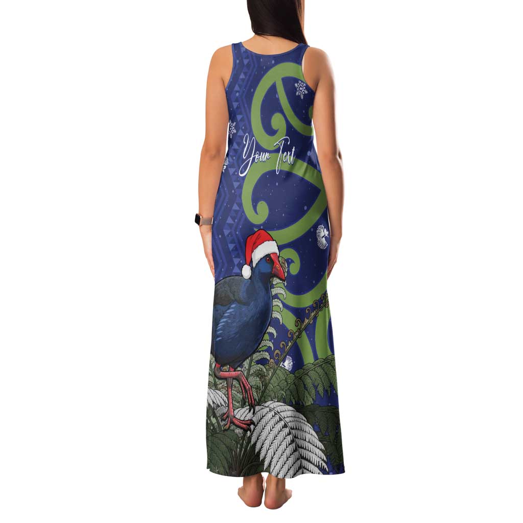 Personalized New Zealand Pukeko Christmas Family Matching Tank Maxi Dress and Hawaiian Shirt Meri Kirihimete Taniko Ponga Koru Blue - Aussie Hoodie