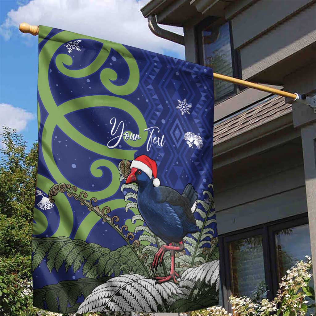 Personalized New Zealand Pukeko Christmas Garden Flag Meri Kirihimete Taniko Ponga Koru Blue - Aussie Hoodie