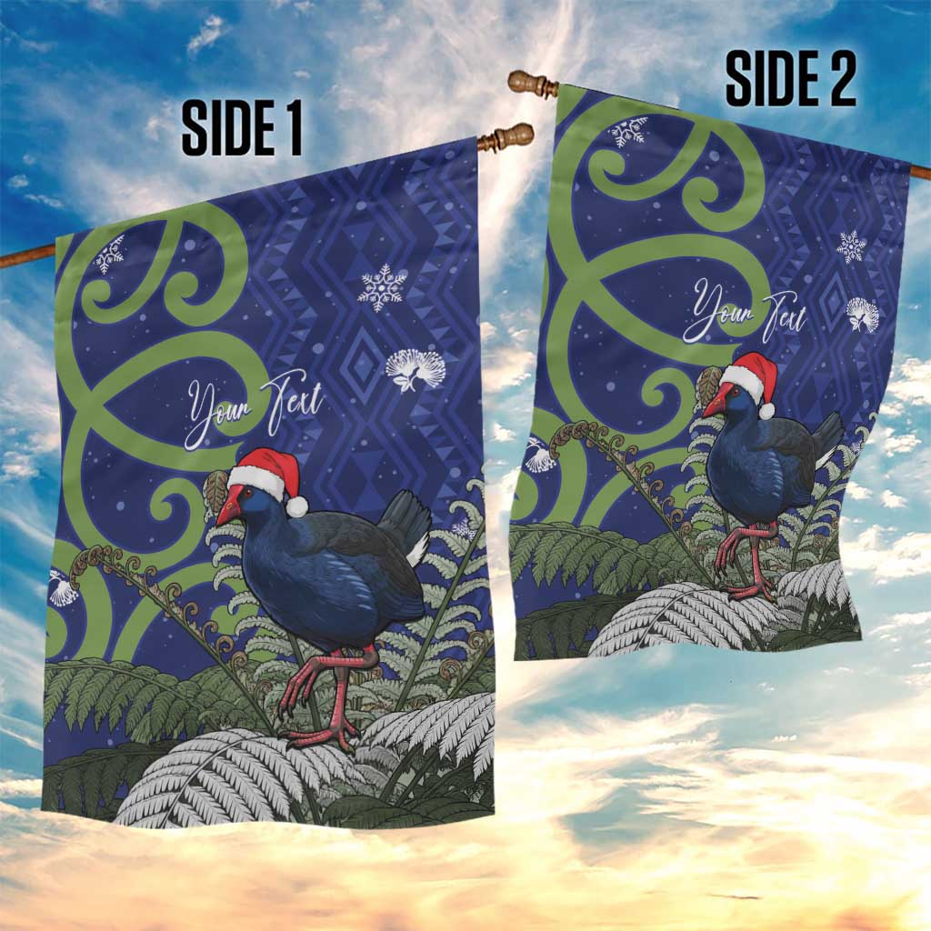 Personalized New Zealand Pukeko Christmas Garden Flag Meri Kirihimete Taniko Ponga Koru Blue - Aussie Hoodie