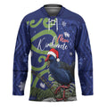 Personalized New Zealand Pukeko Christmas Hockey Jersey Meri Kirihimete Taniko Ponga Koru Blue - Aussie Hoodie