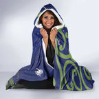 Personalized New Zealand Pukeko Christmas Hooded Blanket Meri Kirihimete Taniko Ponga Koru Blue - Aussie Hoodie
