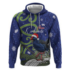 Personalized New Zealand Pukeko Christmas Hoodie Meri Kirihimete Taniko Ponga Koru Blue - Aussie Hoodie